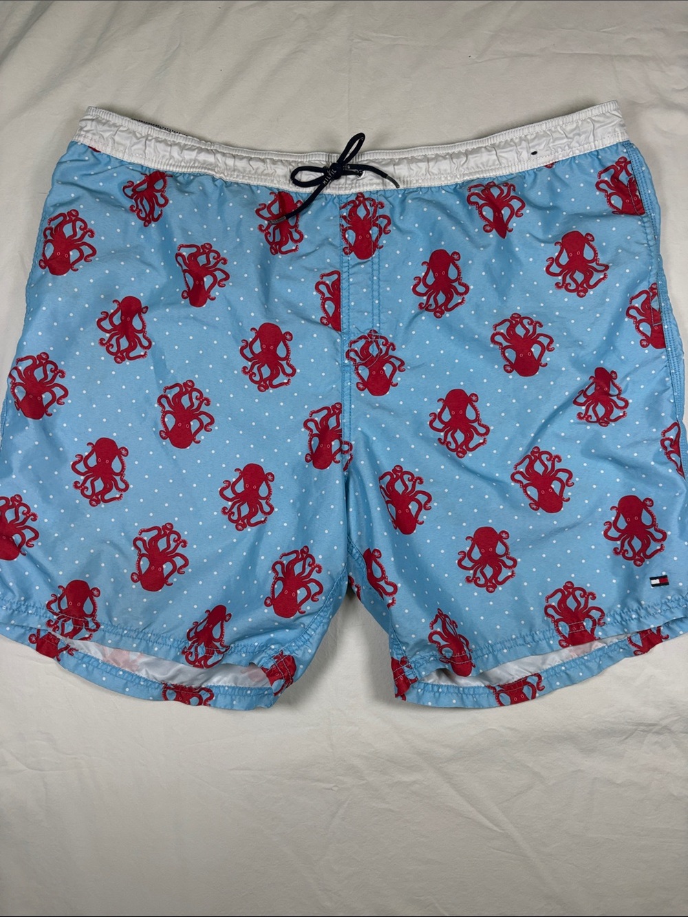 Tommy Hilfiger Light Blue Swim Trunks with Red Octopus Print